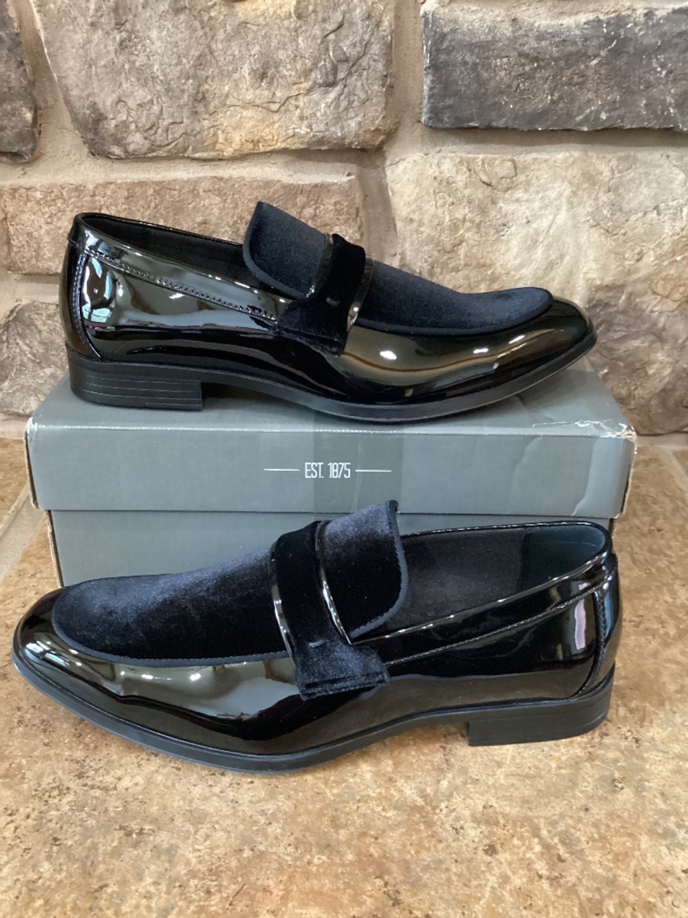 Stacy Adams Mens Dress Shoes 9 D Spratley Black Moc Toe Saddle Slip On New